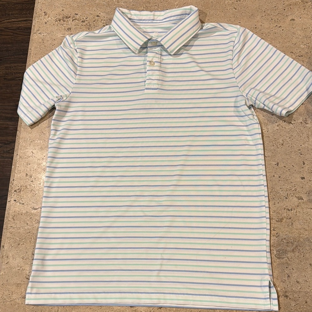 Class Club White and Blue Striped Polo Shirt